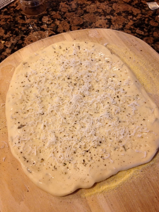 dough with evoo, sea salt, pepper
