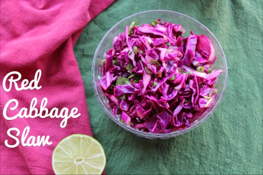 Red Cabbage Slaw for Healthy Grilled Fish Tacos | via Tsiporah Blog