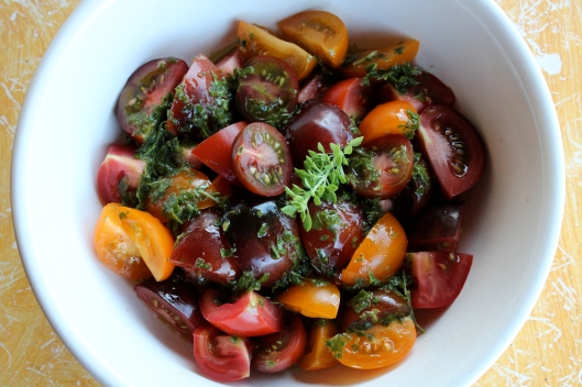 Tomato Salad + Basil Vin | via Tsiporah Blog